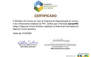 Certificado do Ministrio do Turismo